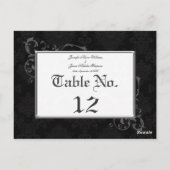 Mariage damassé gothique Numéro de table noir et b (Dos)