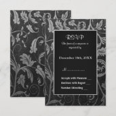 Mariage damassé gris noir et argent - RSVP (Devant / Derrière)