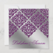 Mariage damassé Invitation Sparkle Silver Purple 2 (Dos)