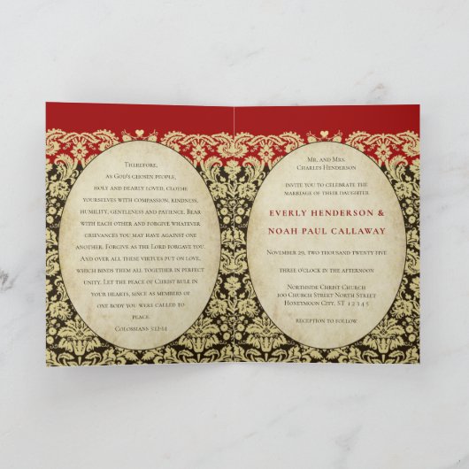 Mariage damassé Invitation Tan Choose Arrière - pl (Intérieur)