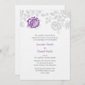 Mariage damassé Invitations Lavender Et Grey (Devant / Derrière)
