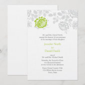 Mariage damassé Invitations Lime Et Grey (Devant / Derrière)