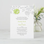 Mariage damassé Invitations Lime Et Grey (Debout devant)