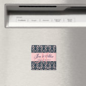Mariage damassé Monogram Rose Navy Magnet (In Situ (Lave-vaisselle))