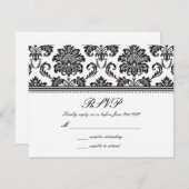 Mariage damassé noir et blanc RSVP (Devant / Derrière)