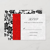 Mariage damassé noir et rouge RSVP (Devant / Derrière)