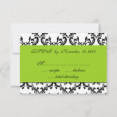 Mariage damassé noir vert RSVP (Dos)