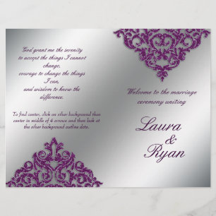 Mariage damassé Programme Flyer Parties scintillan