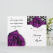 Mariage damassé Programme Flyer Purple Rose 2 (Debout devant)