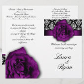 Mariage damassé Programme Flyer Purple Rose 2 (Devant / Derrière)