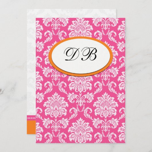 Mariage damassé rose et orange Numéro de table (Devant / Derrière)