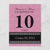 Mariage damassé rose Numéro de table Réception de  (Devant)