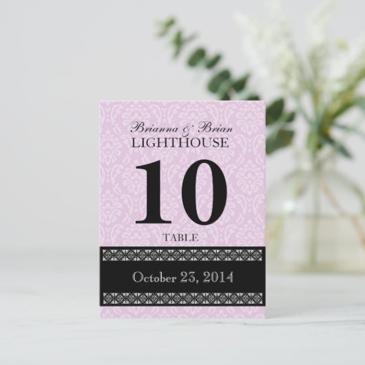 Mariage damassé rose Numéro de table Réception de  (Debout devant)