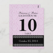 Mariage damassé rose Numéro de table Réception de  (Devant / Derrière)