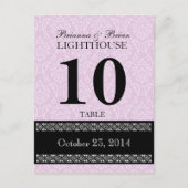 Mariage damassé rose Numéro de table Réception de  (Devant)