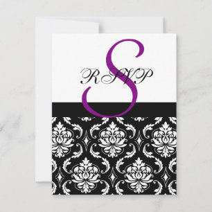 Mariage damassé RSVP carde le pourpre