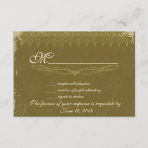 mariage damassé RSVP vintage vert olive
