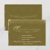 mariage damassé RSVP vintage vert olive (Devant / Derrière)