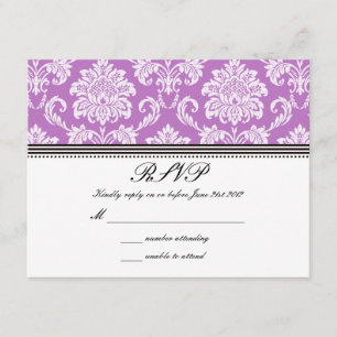 Mariage damassé violet RSVP