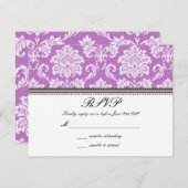 Mariage damassé violet RSVP (Devant / Derrière)