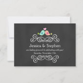 Mariage d'amour d'oiseaux sur tableau noir RSVP (Dos)