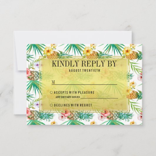 Mariage d'ananas et d'hibiscus tropicaux RSVP (Devant)