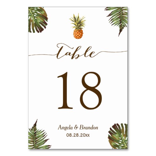 Mariage d'ananas Feuille tropical Numéro de table (Par défaut)