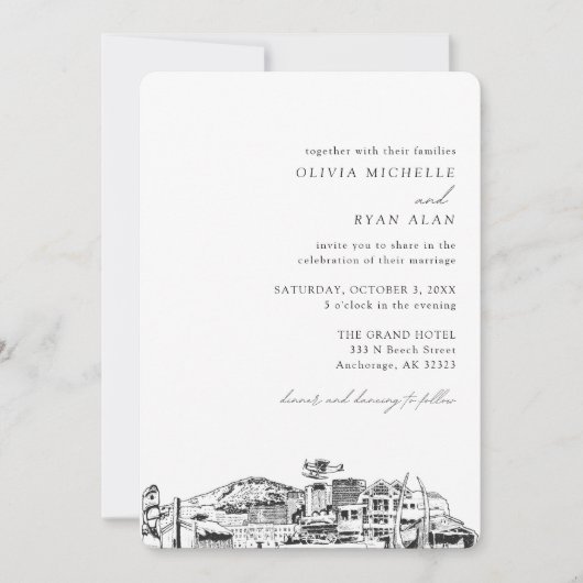Mariage d'ancrage Elegant Skyline Invitation (Devant)