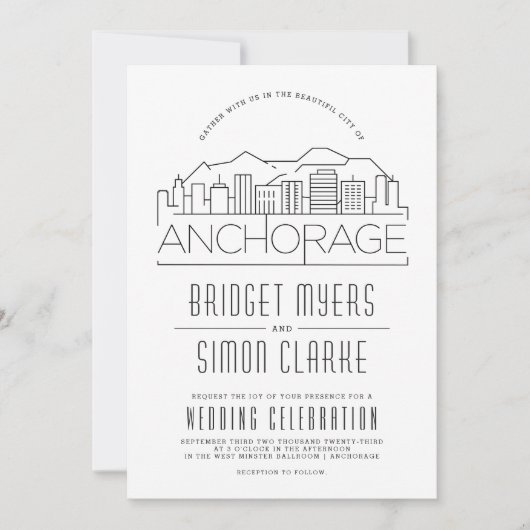 Mariage d'ancrage | Invitation Skyline stylisée (Devant)