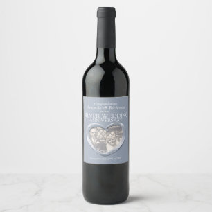 Mariage d'anniversaire argent étiquettes de vin pe