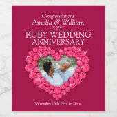 Mariage d'anniversaire Ruby étiquettes de vin pers (Étiquettes simples)