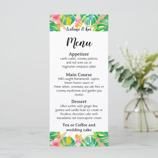 Mariage dans la carte de menu Paradise (Debout devant)