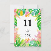 Mariage dans la carte de numéro de table Paradise (Devant)