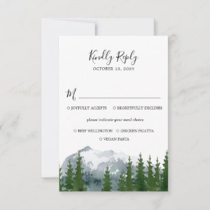 Mariage dans la forêt de montagne RSVP avec carte 