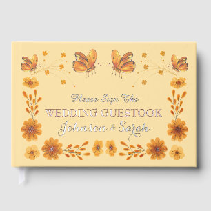 Mariage d'aquarelle à papillon orange floral