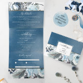 Mariage d'aquarelle bleu à trois volets Invitation