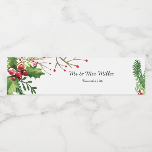 Mariage d'aquarelle botanique Étiquette de bouteil