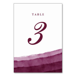 Mariage d'aquarelle Bourgogne Cartes Numéro de tab