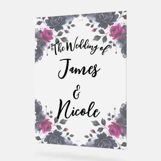 Mariage d'aquarelle couleur rose et bleu épais (Angle)