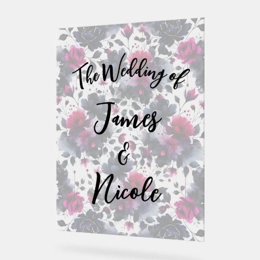 Mariage d'aquarelle couleur rose et bleu épais (Angle)