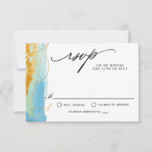 Mariage d'aquarelle moderne mer et sable RSVP (Devant)