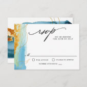 Mariage d'aquarelle moderne mer et sable RSVP (Devant / Derrière)