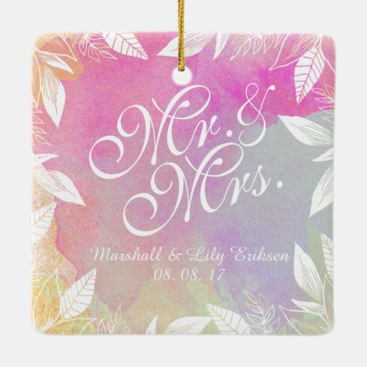 Mariage d'aquarelle personnalisé | Ornement (Dos)