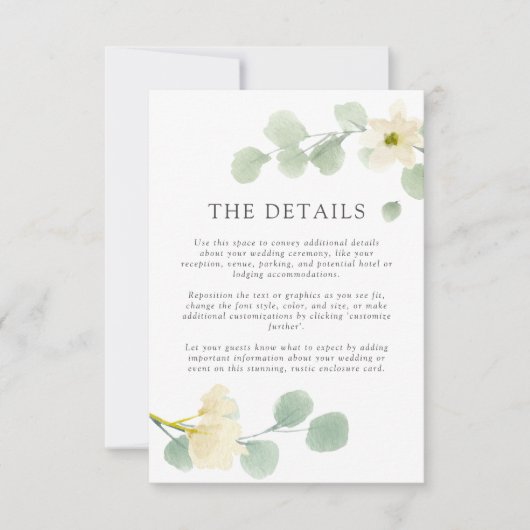Mariage d'aquarelle simple | Carte Détails (Devant)