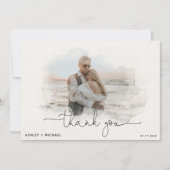 Mariage d'aquarelle simple Script 4 photo Merci (Devant)