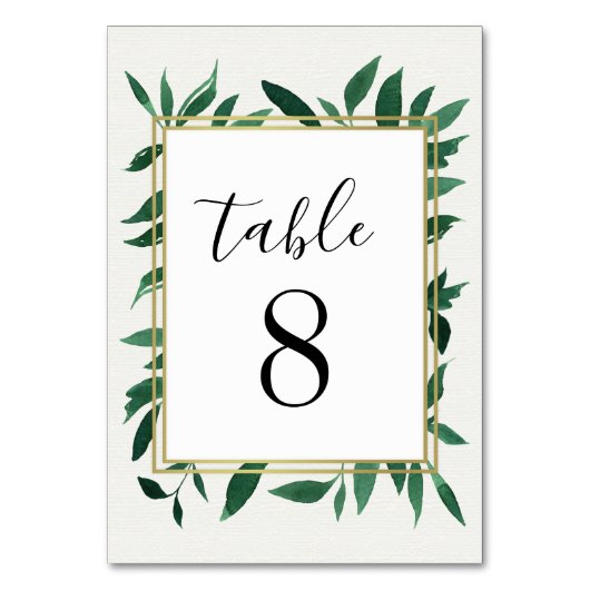 Mariage d'aquarelle verte Cartes Numéro de tableau (Par défaut)