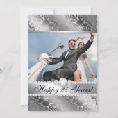 Mariage d'argent Anniversaire Invitation Floral Da (Dos)