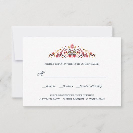 MARIAGE D'ART folklorique russe RSVP REPAS CHOIX (Devant)