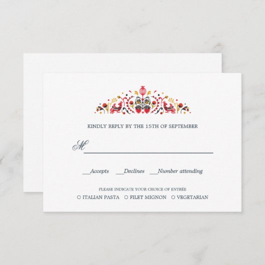MARIAGE D'ART folklorique russe RSVP REPAS CHOIX (Devant / Derrière)