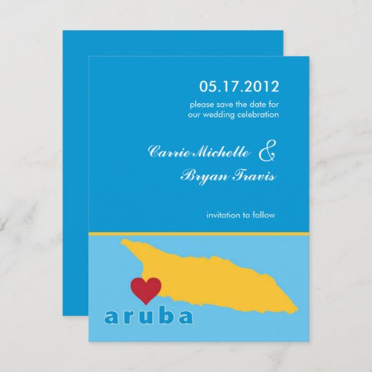 Mariage d'Aruba Enregistrer la date Faire-part (Devant / Derrière)